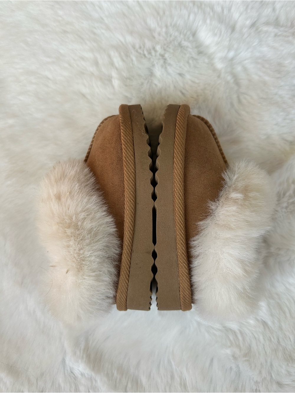 Cat & Jack Kids Cozy Shearling Trim Brown Slip-On Slippers Toddler 5 - Picture 5 of 7